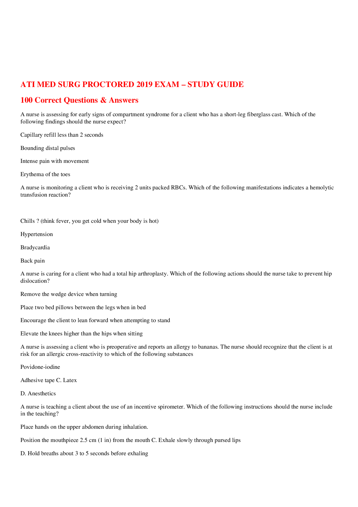 Preview image for ATI PROTOCORED COMPREHENSIVE 2021 100 Q & A ALL CORRECT AND FREQUENTLY TESTED QUESTIONS.(*APEA)
